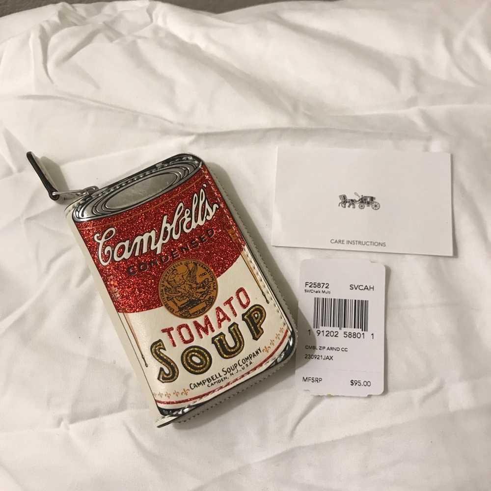 BNWT Coach Leather Campbell’s Soup Card Case